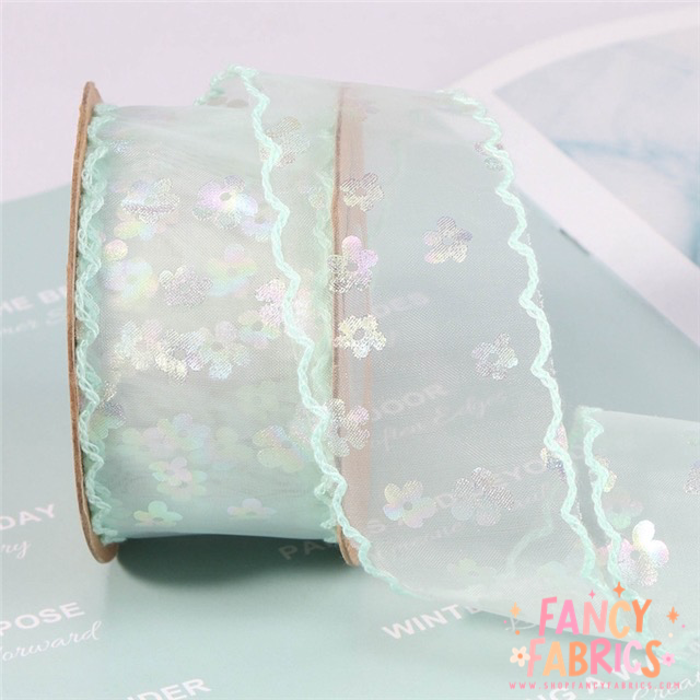 Spring Floral (Holo) | 1.5" Moon Ribbon | Ready To Ship