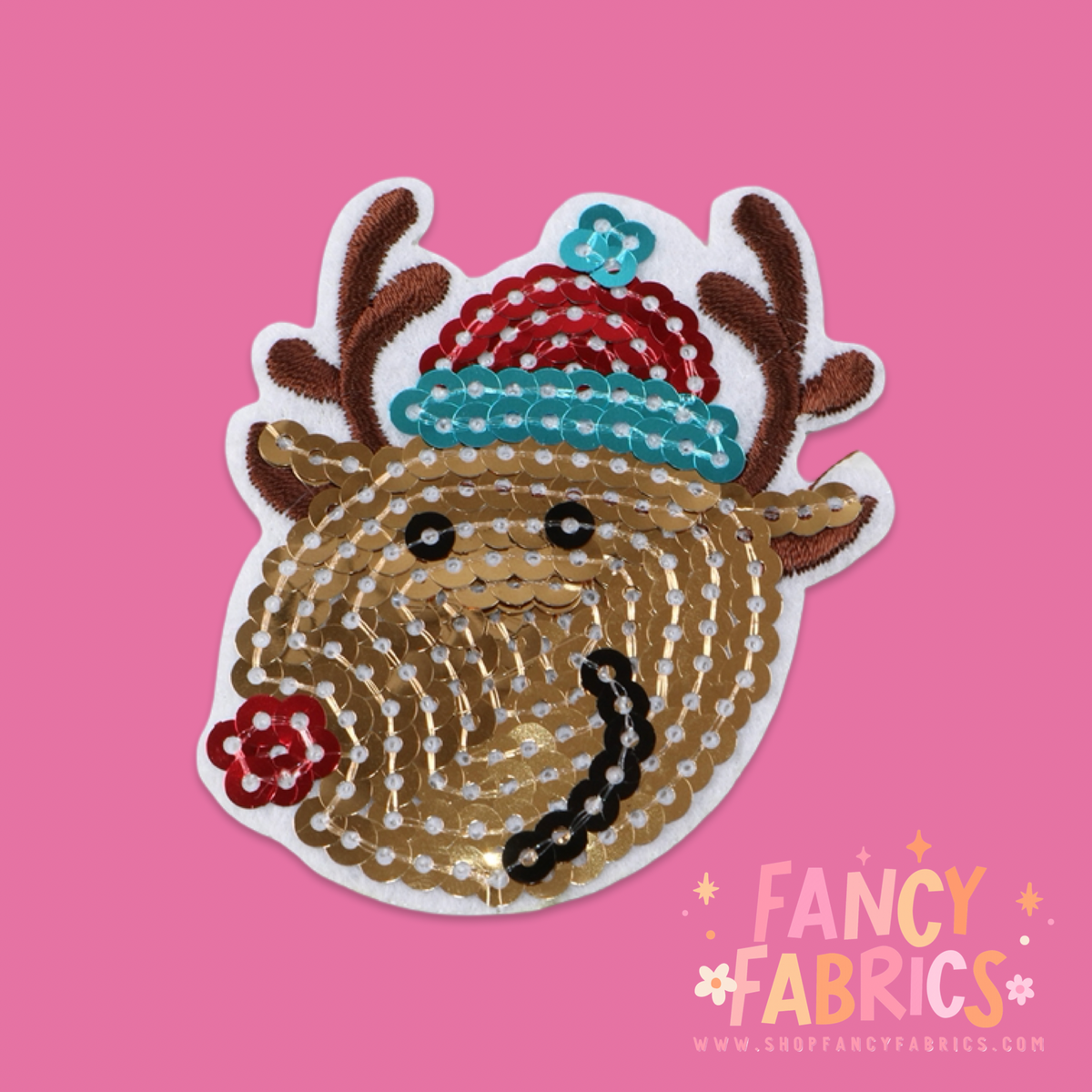Rudolph Sequins | Iron On Patch
