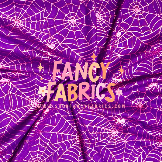 Pink Spiderwebs (Purple Base)  | Stretch Mesh | Ready To Ship