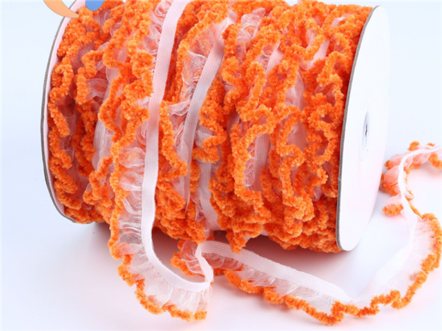 Fuzzy Trim (Orange) | Ruffle Trim