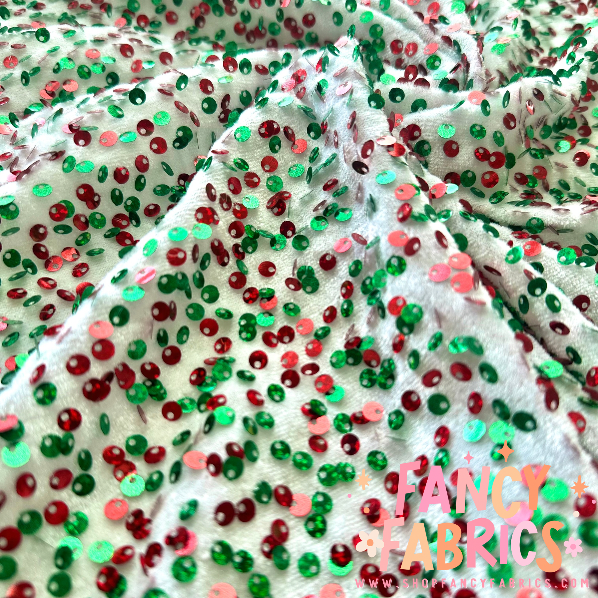 Red + Green | Stretch Sequin Velvet | Ready To Ship