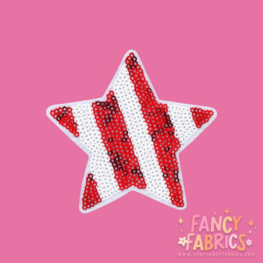 Red White & Sparkle Star | Iron On Patch | Ready To Ship
