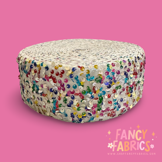 Rainbow Confetti | 3" Single Sided | Sequin Velvet Ribbon | Ready To Ship