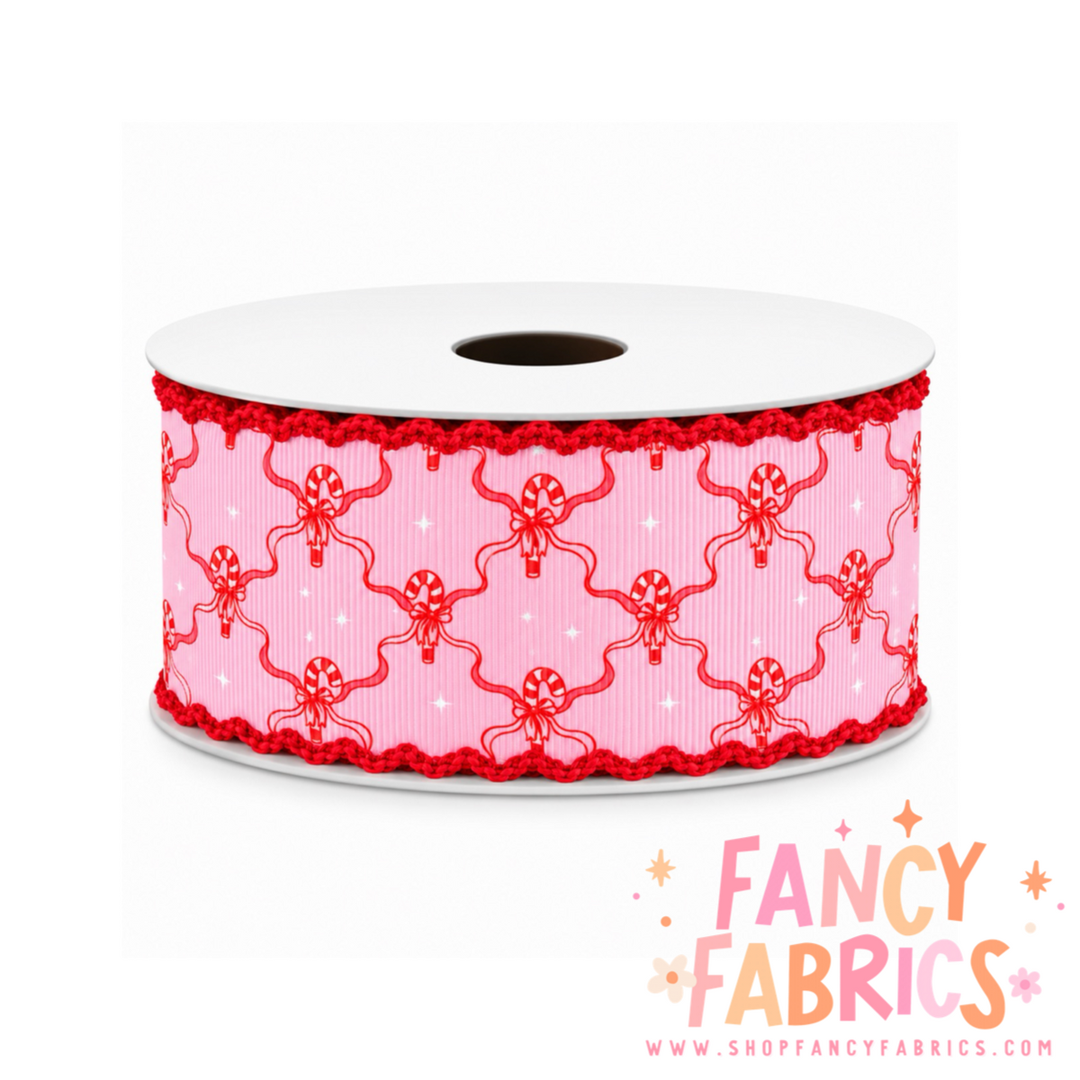 Candy Cane Coquette | 2" Single Sided | Moonstitch Printed Ribbon | Ready To Ship