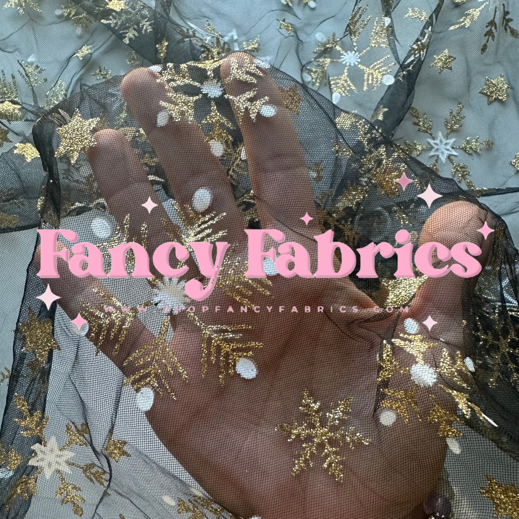 Black Sparkle Snowflakes | Mesh | Ready To Ship