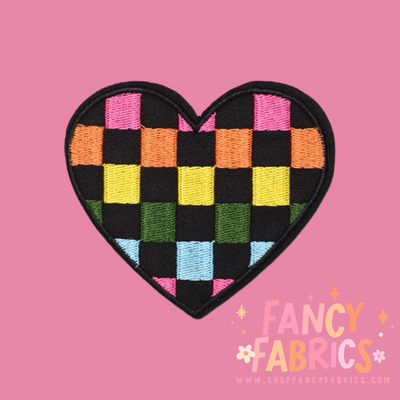 colorful checkered iron on patch