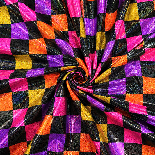 Colorful Halloween Checks | 6x6 Scaling | Printed Holographic | Ready To Ship