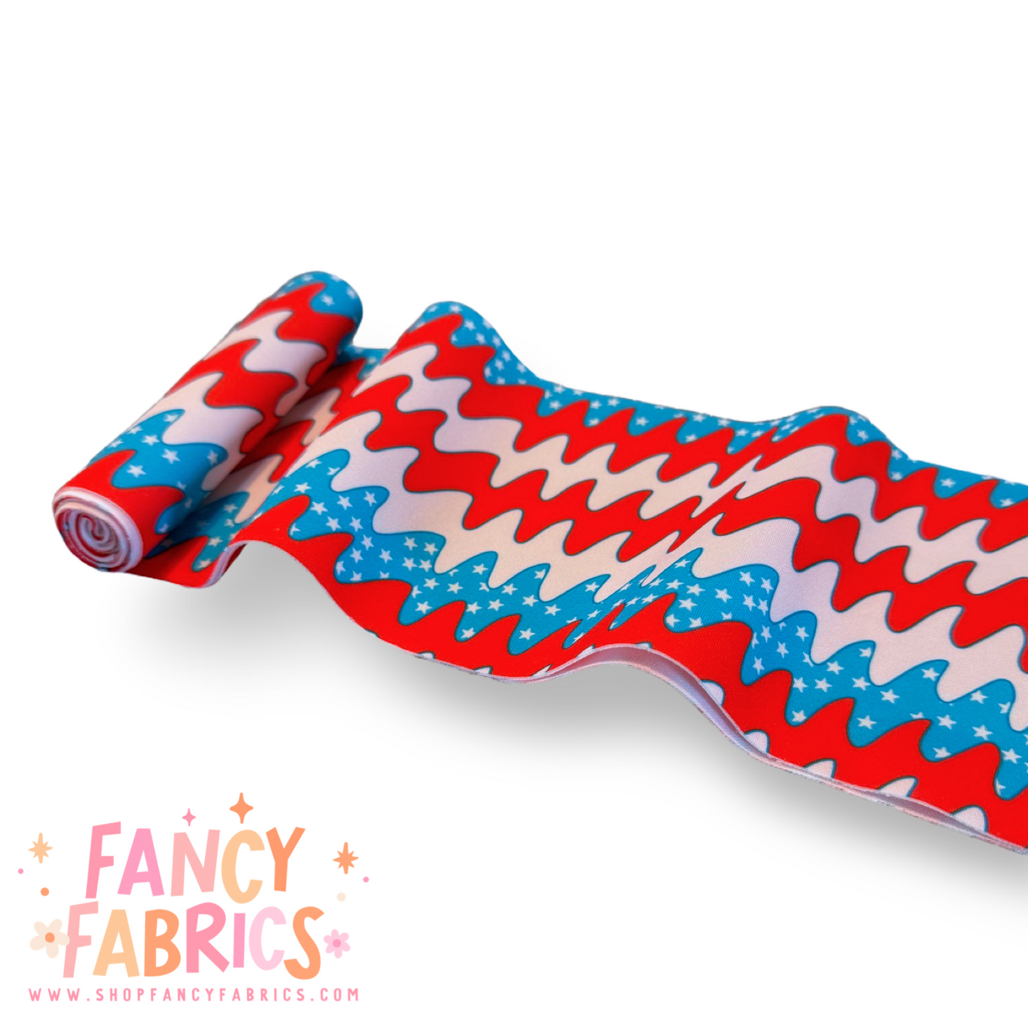 Wavy Stars | 5"xWOF Strip | Thin Scuba | Ready To Ship