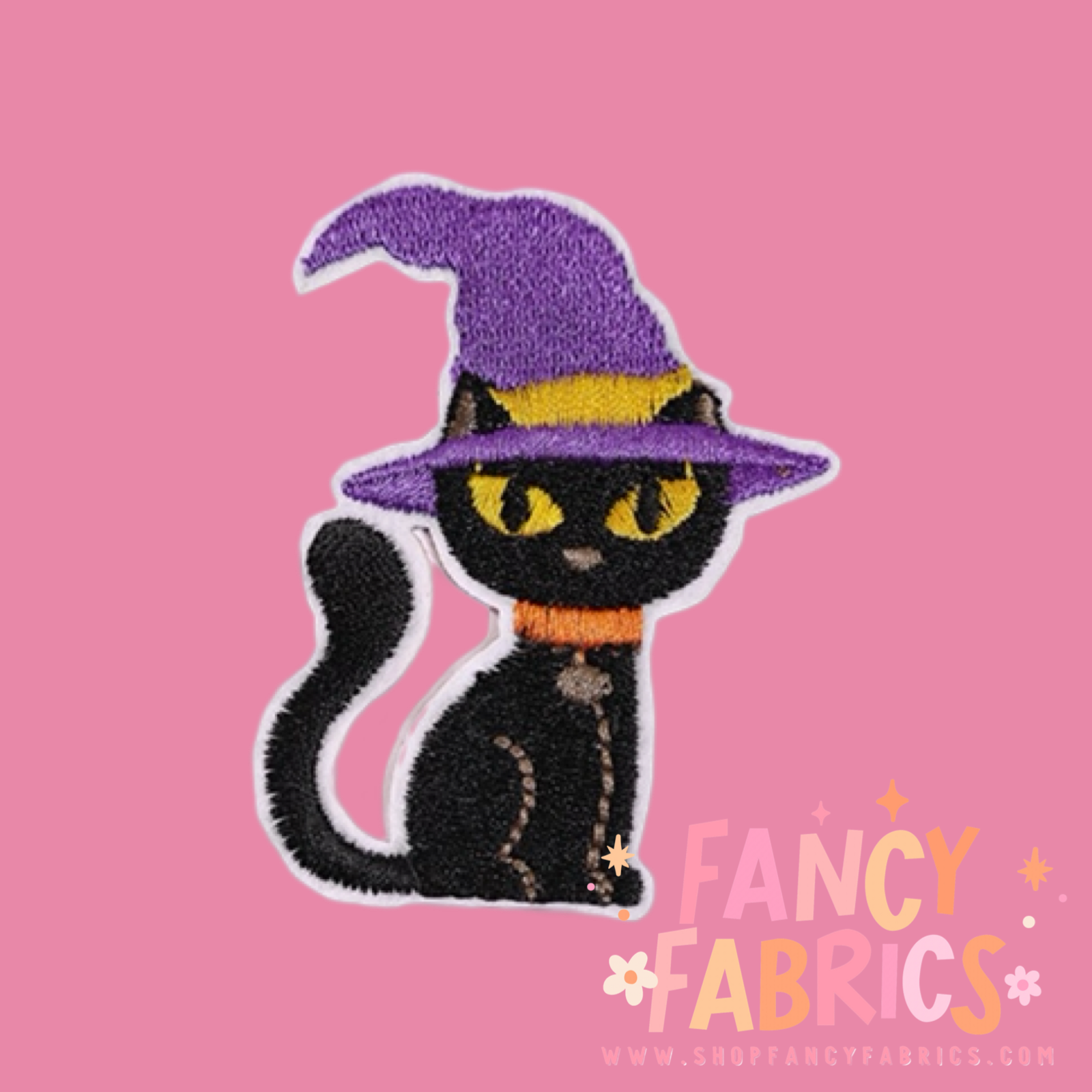 Halloween kitty witch iron on patch