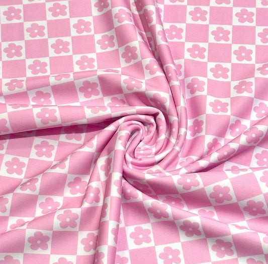 Pink Checkered Floral | Swim | 3x3 Scaling | Ready To Ship