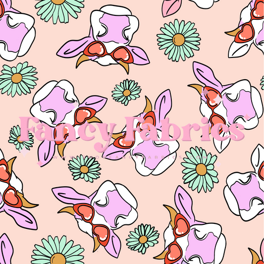 Flower Cows (Mint) | PREORDER | By The Yard