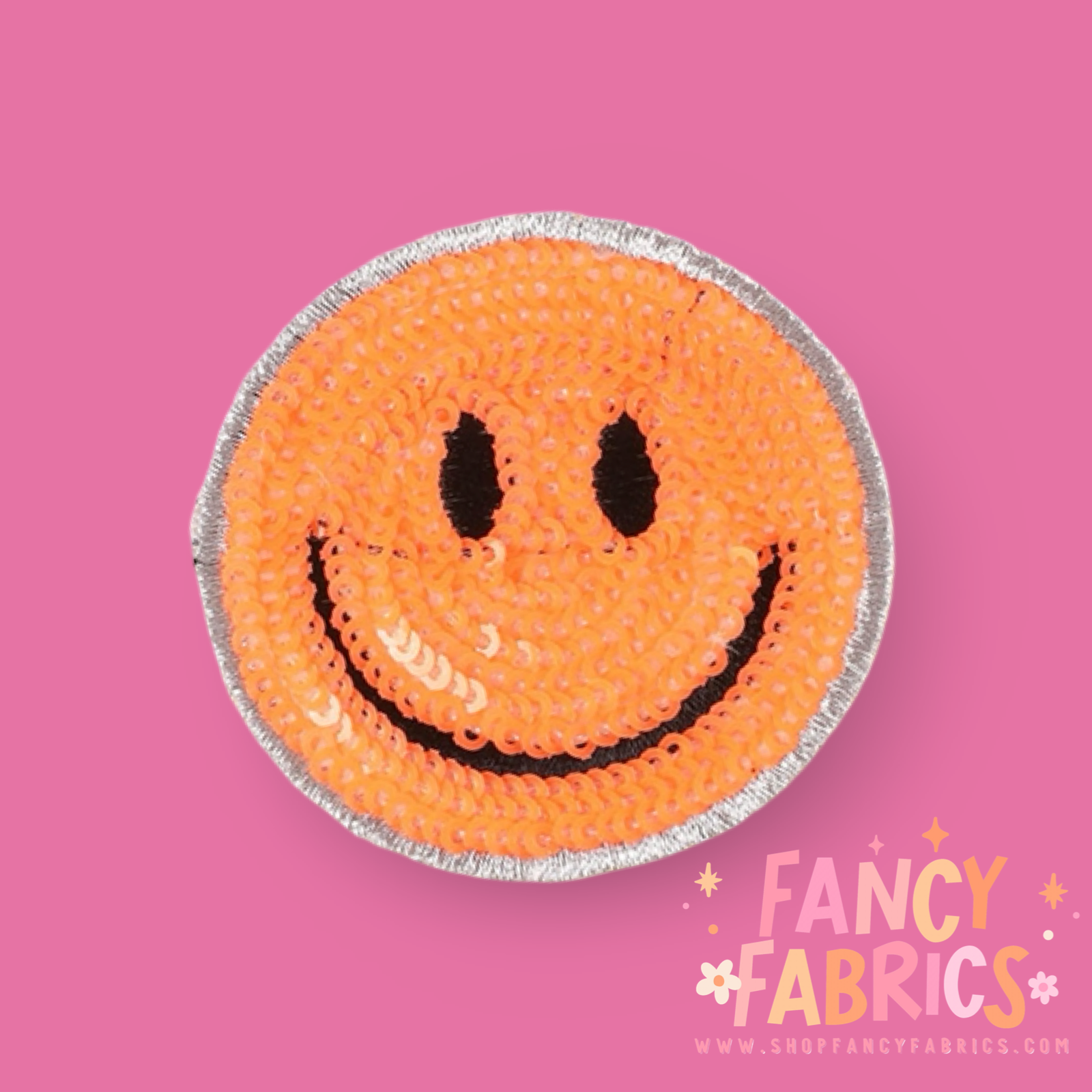 Orange | Sequin Smiley | Iron On Patch