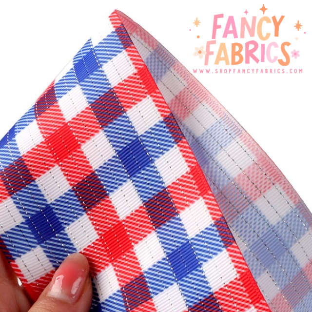 RWB Plaid | 3" Single Sided | Printed Ribbon | Ready To Ship