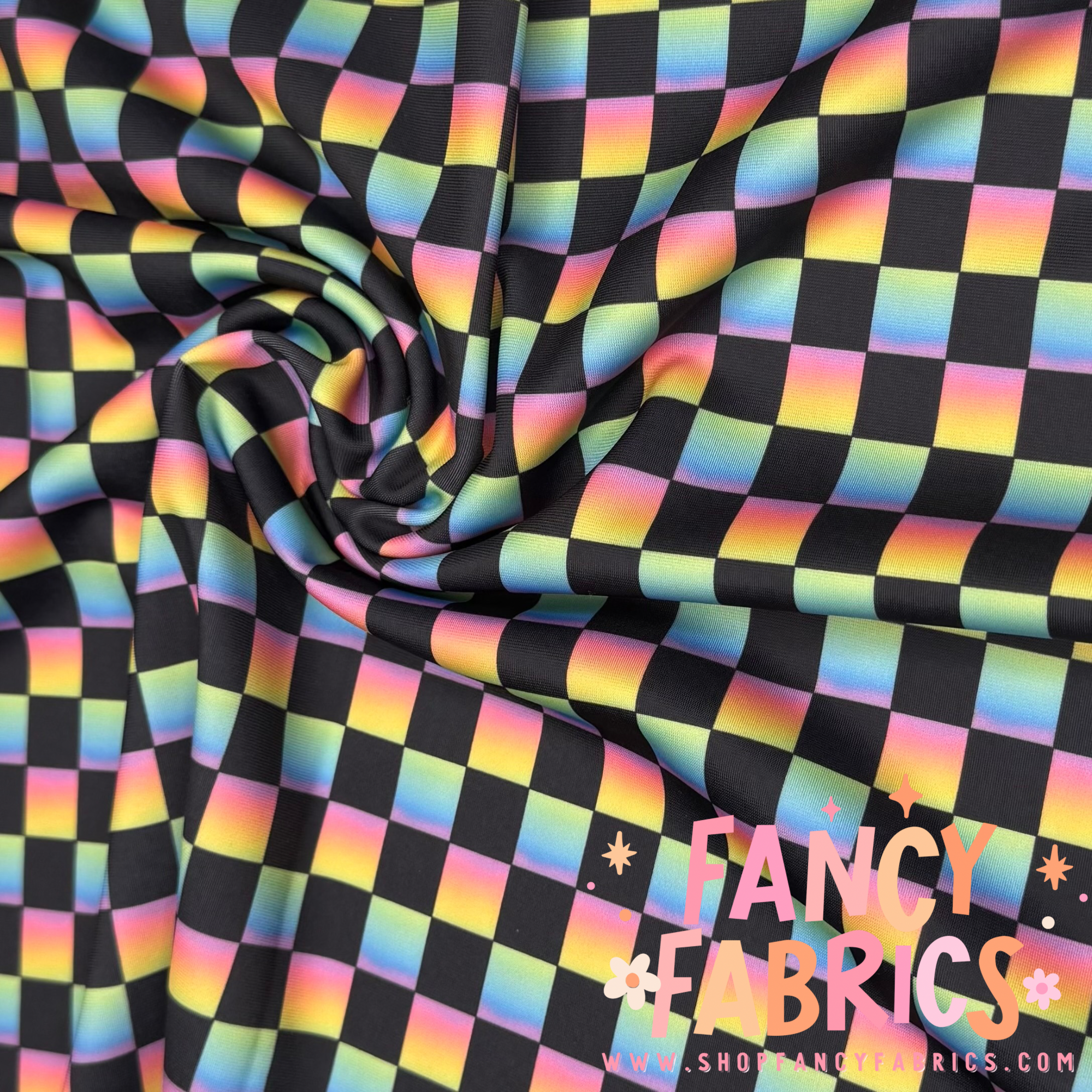 Rainbow Ombré Checkers | Swim | 4x4 Scaling | Ready To Ship