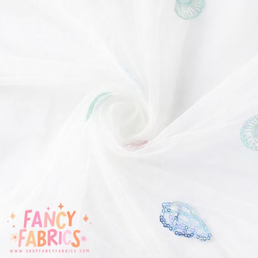 Seashells | Sequin Mesh | Ready To Ship