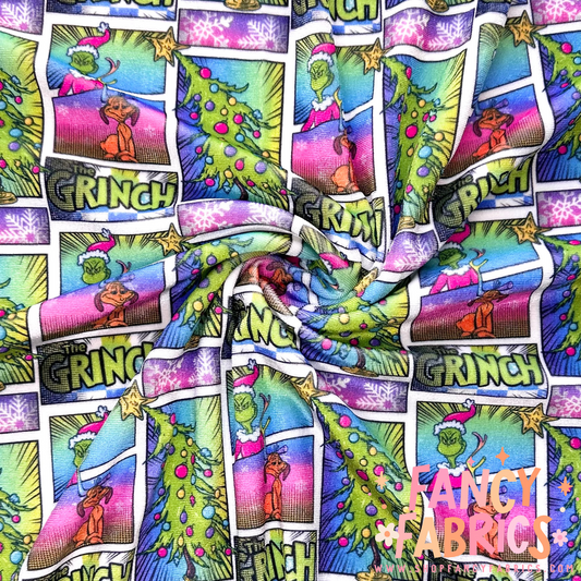 Grinch Patchwork | 4x4 Scaling | Stretch Velvet | Ready To Ship