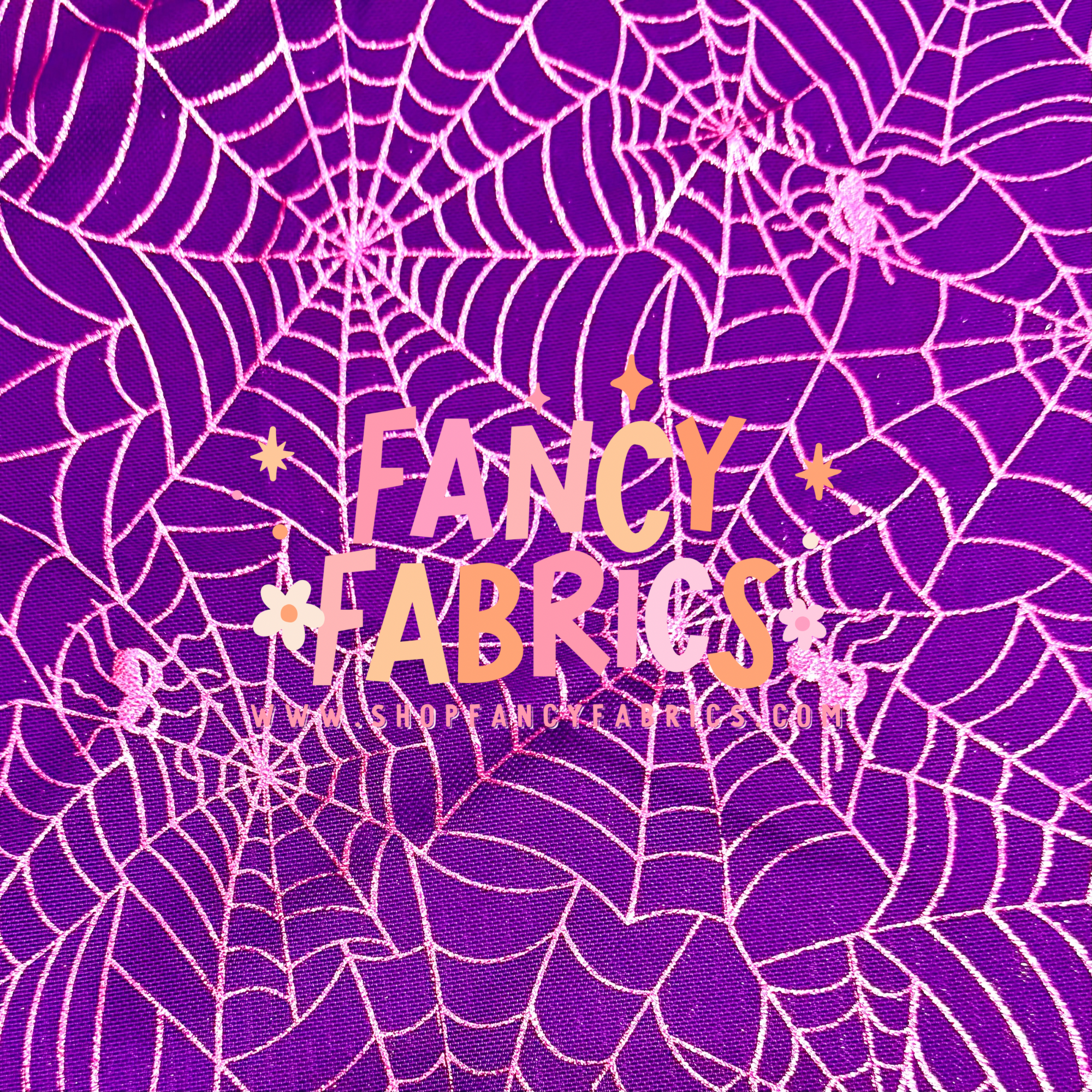Pink Spiderwebs (Purple Base)  | Stretch Mesh | Ready To Ship