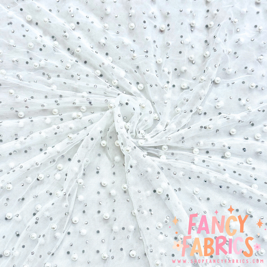 Rhinestone + Pearl Mesh | Ready To Ship