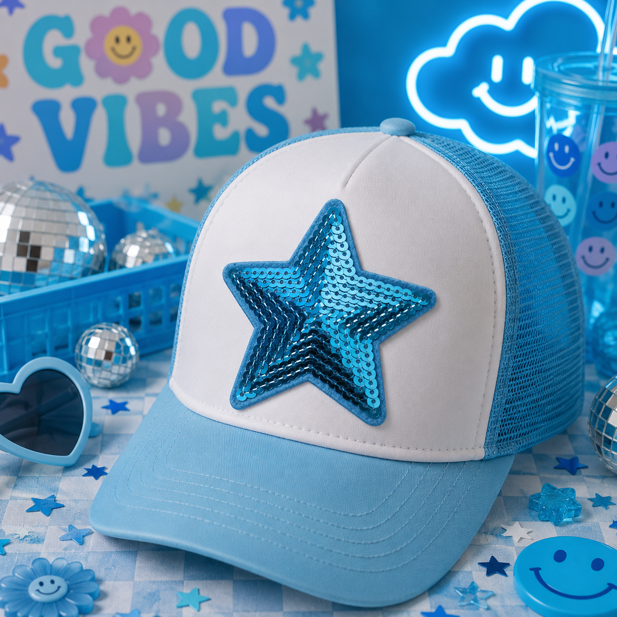 Blue Sequin Star | Iron On Patch
