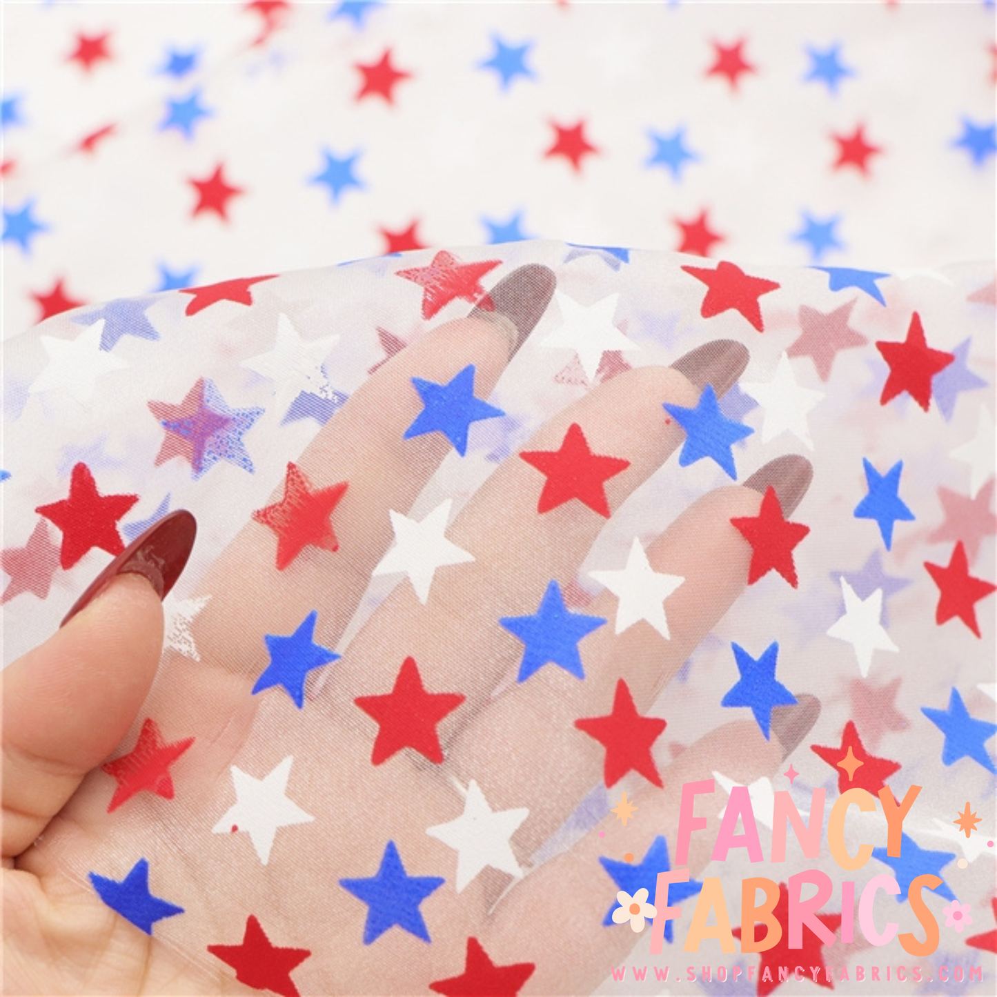 RWB Stars | Organza Mesh | Ready To Ship
