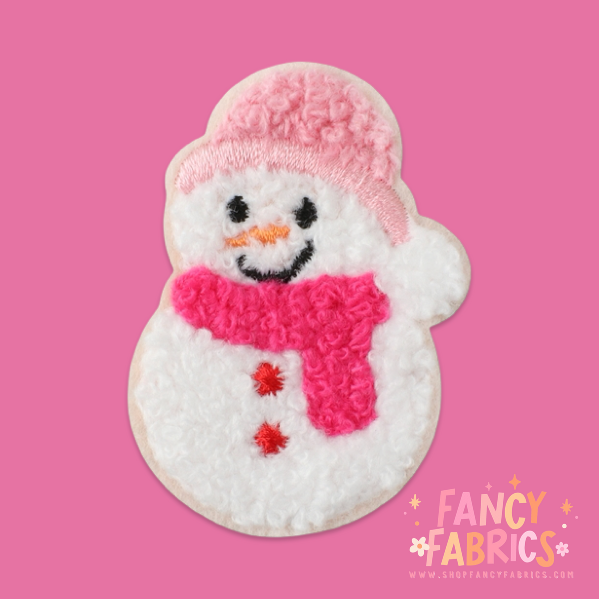 Pink Snowman | Iron On Patch