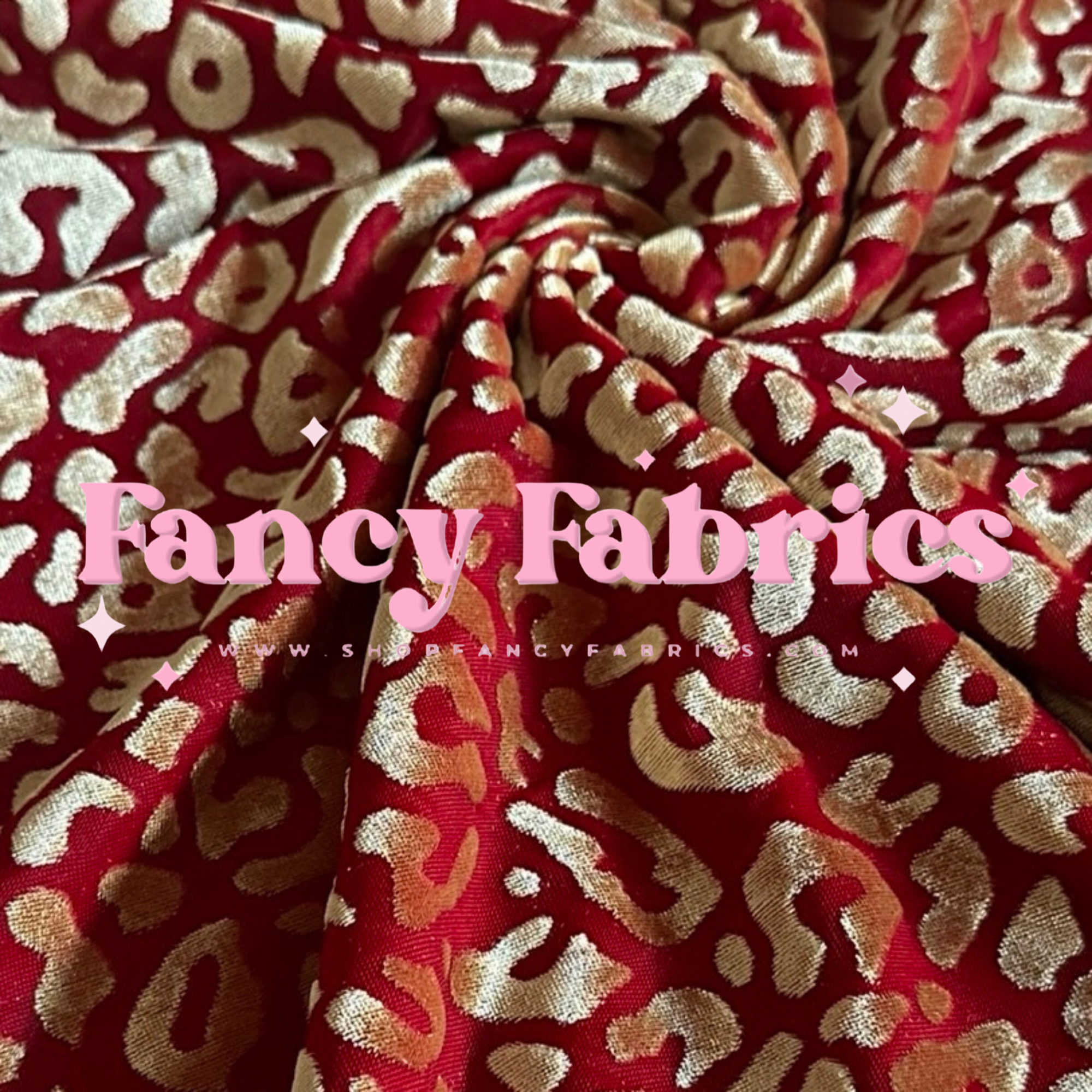Red + Gold | Flocked Leopard Mesh | Ready To Ship