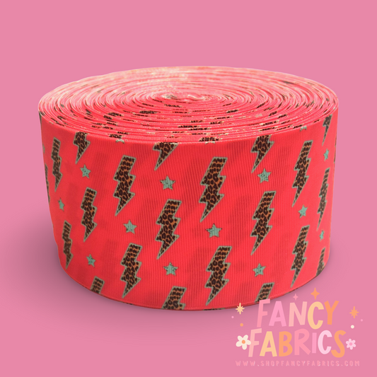 Leopard Lightning | 3" Single Sided | Printed Ribbon | Ready To Ship