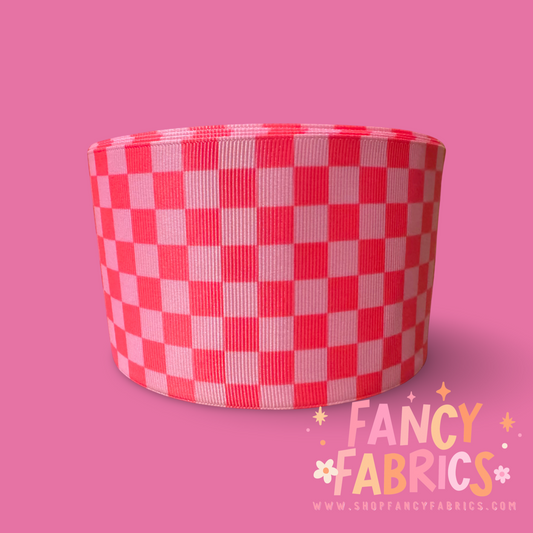 Pink Checkers | 3" Single Sided | Printed Ribbon | Ready To Ship