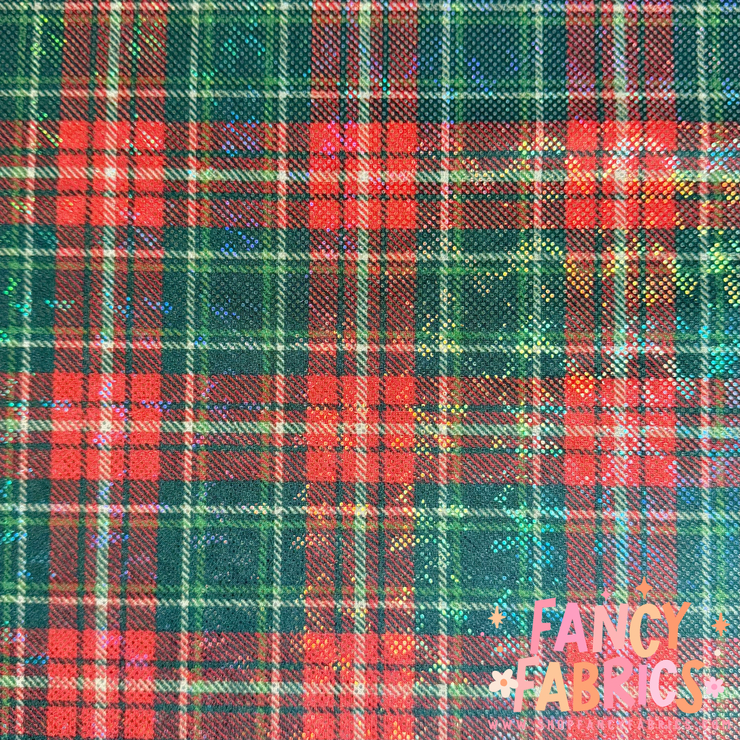 Christmas Plaid | 6x6 Scaling | Printed Shattered Holographic | Ready To Ship