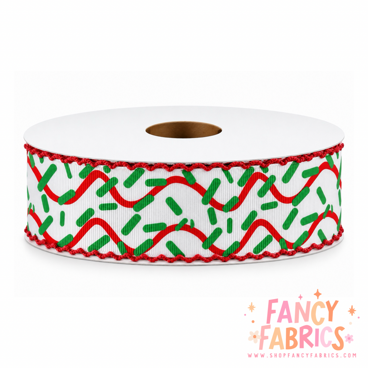 Christmas Cake Sprinkles | 2" Single Sided | Moonstitch Printed Ribbon | Ready To Ship