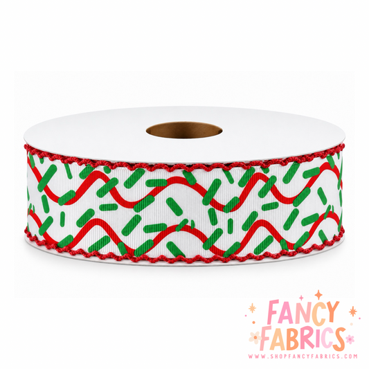 Christmas Cake Sprinkles | 2" Single Sided | Moonstitch Printed Ribbon | Ready To Ship