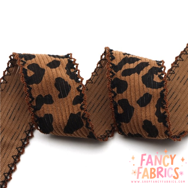Leopard Corduroy | 1.5" Double Hook Ribbon | Ready To Ship
