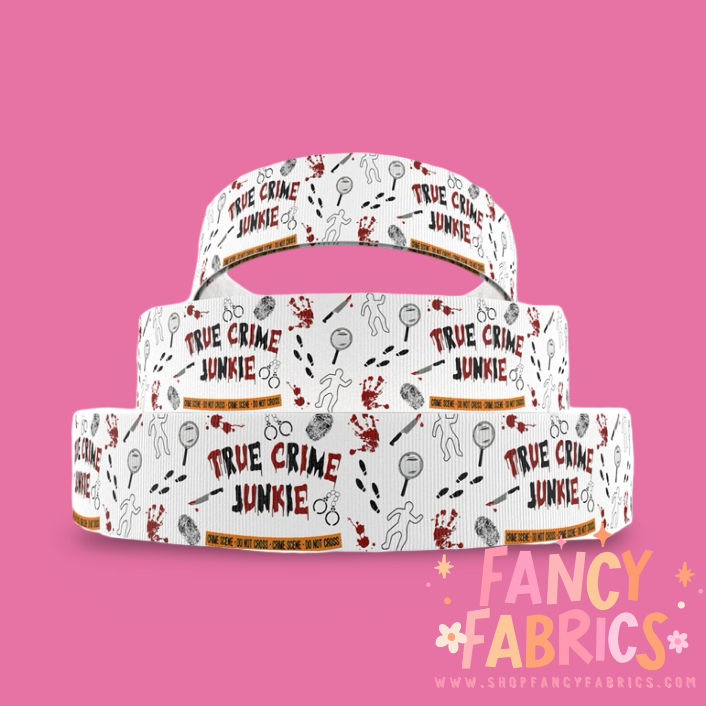True Crime Junkie | 3" Single Sided | Printed Ribbon | Ready To Ship