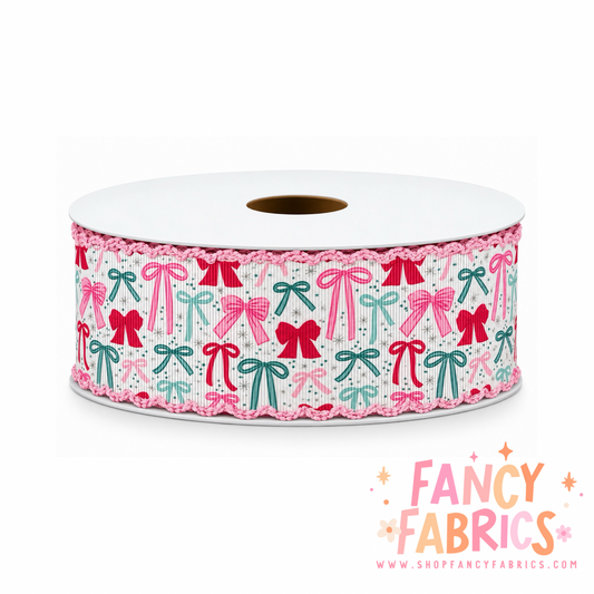 Christmas Bows | 2" Single Sided | Moonstitch Printed Ribbon | Ready To Ship