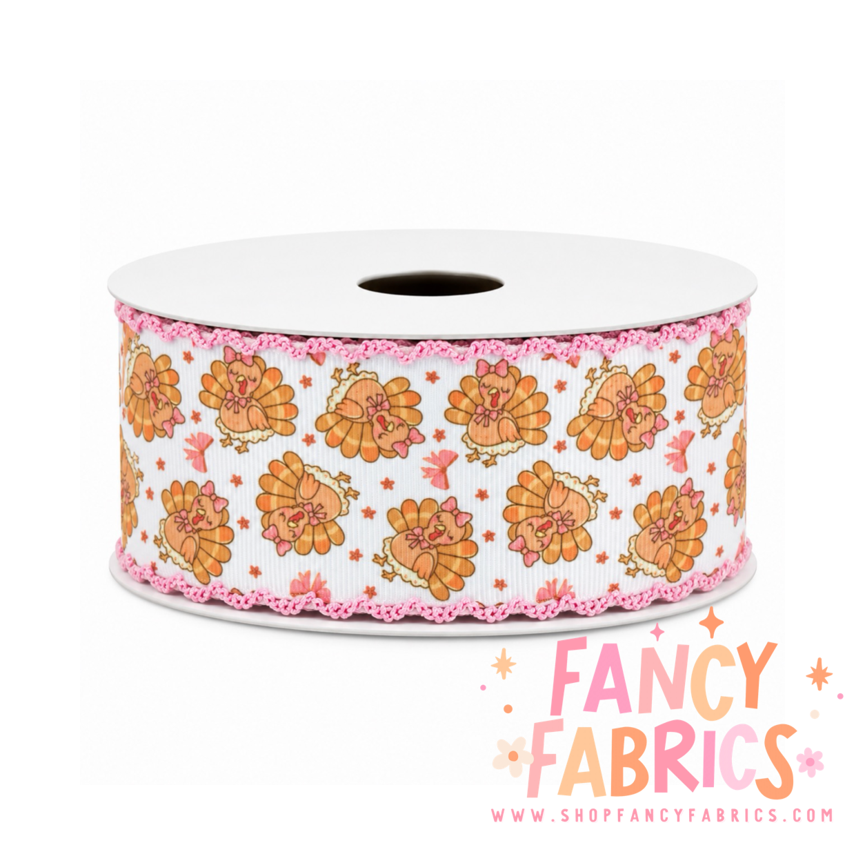 Girly Turkeys | 2" Single Sided | Moonstitch Printed Ribbon | Ready To Ship