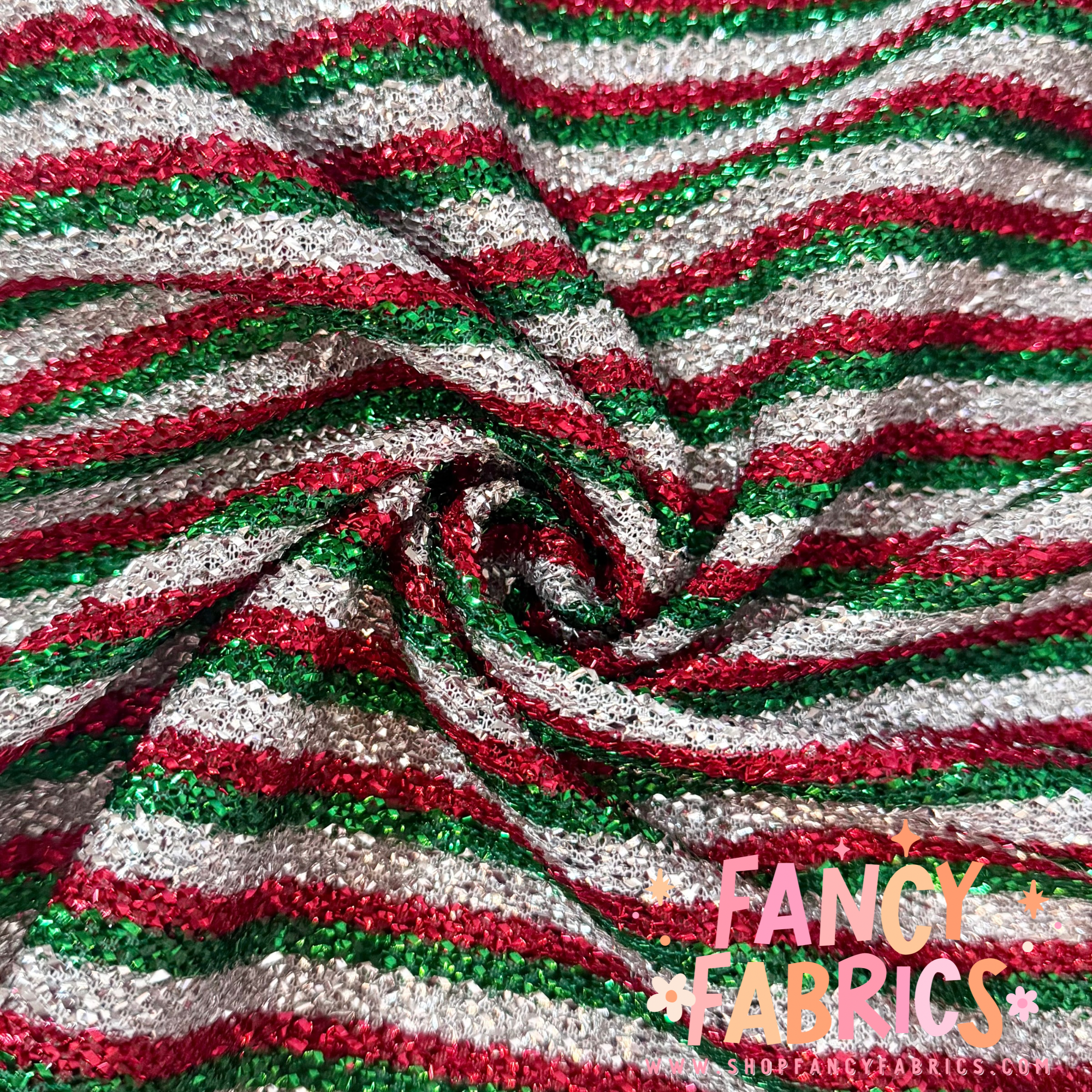 Christmas Stripes | Tinsel Fabric | Ready To Ship