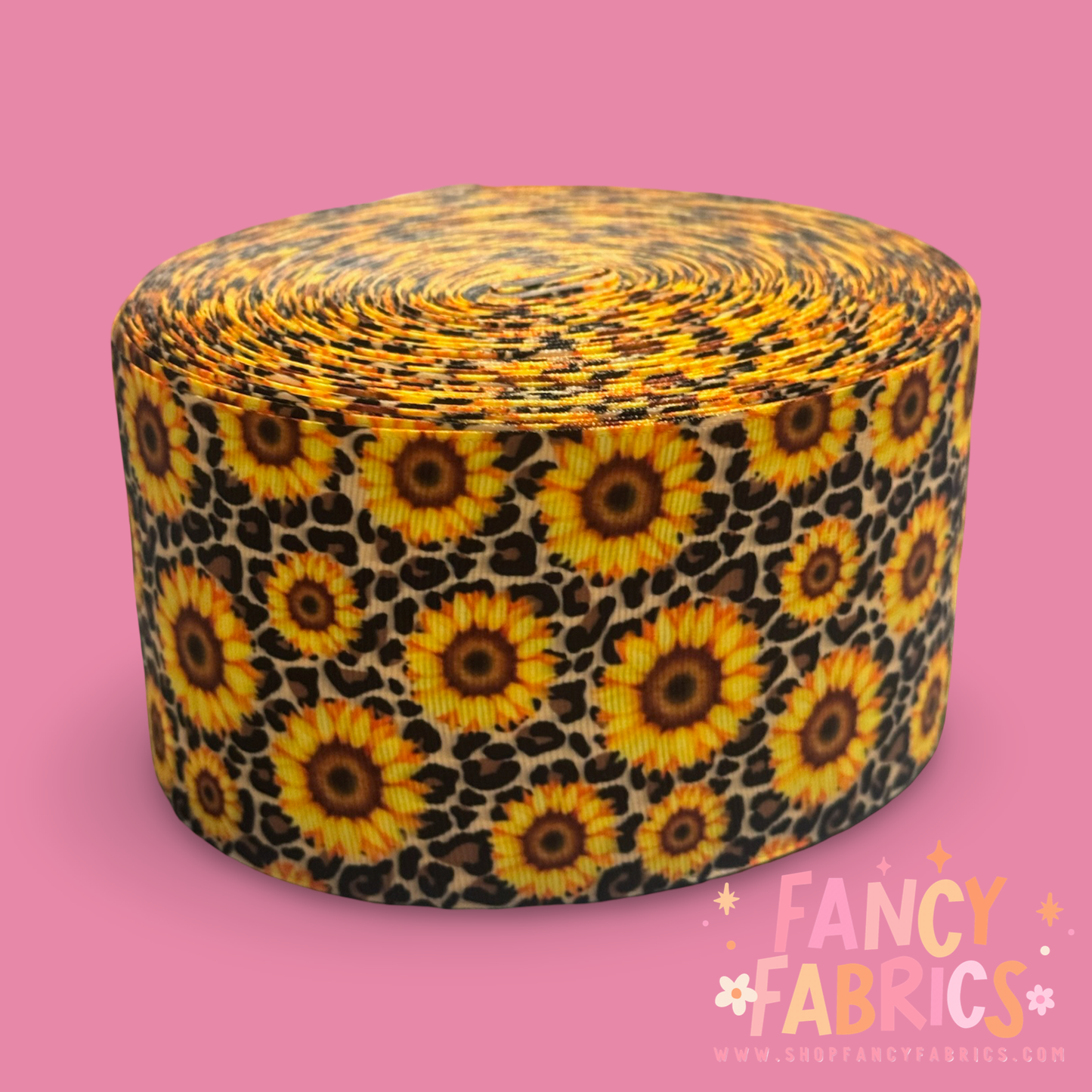 Leopard Sunflowers | 3" Single Sided | Printed Ribbon | Ready To Ship