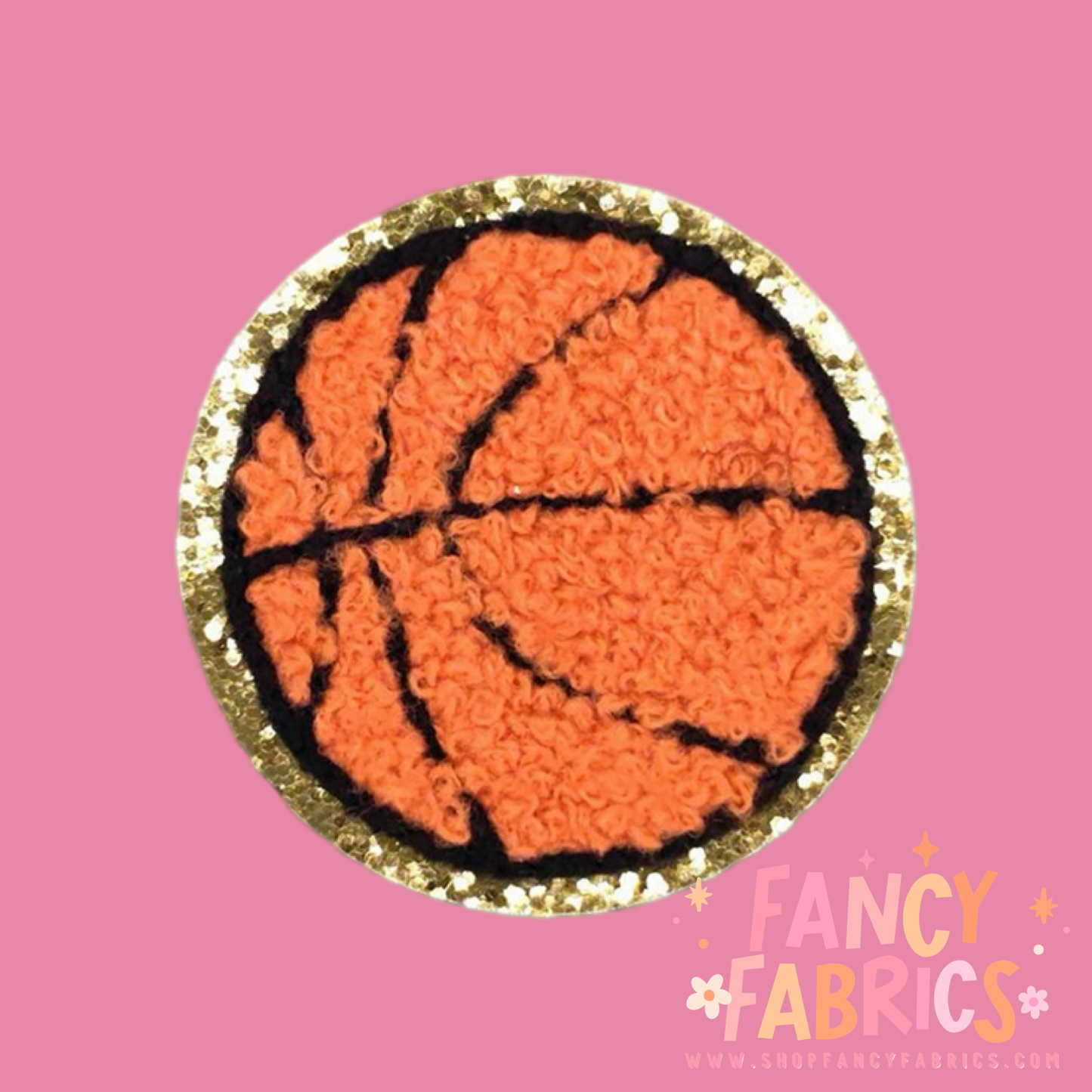 Glitter basketball iron on patch