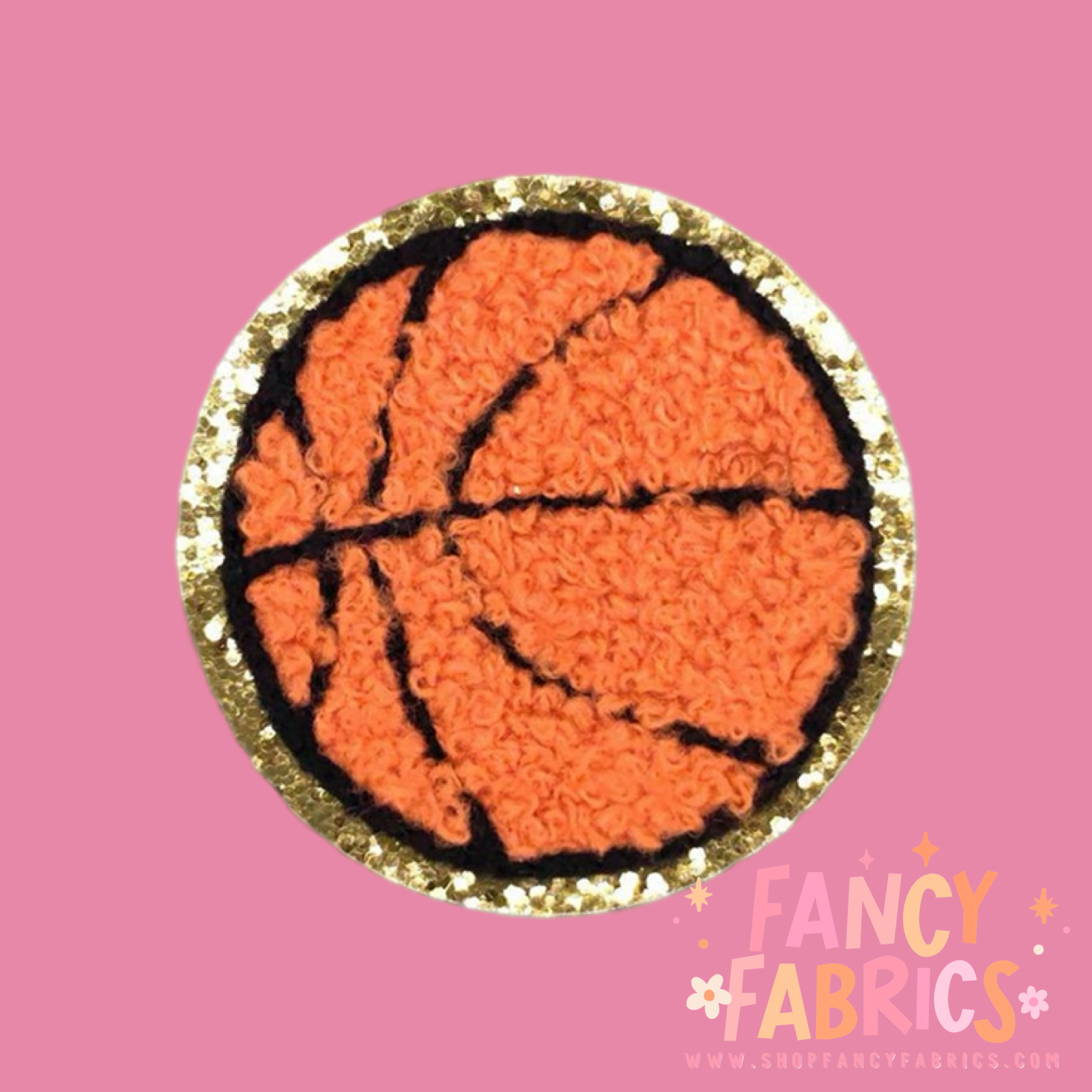 Glitter basketball iron on patch