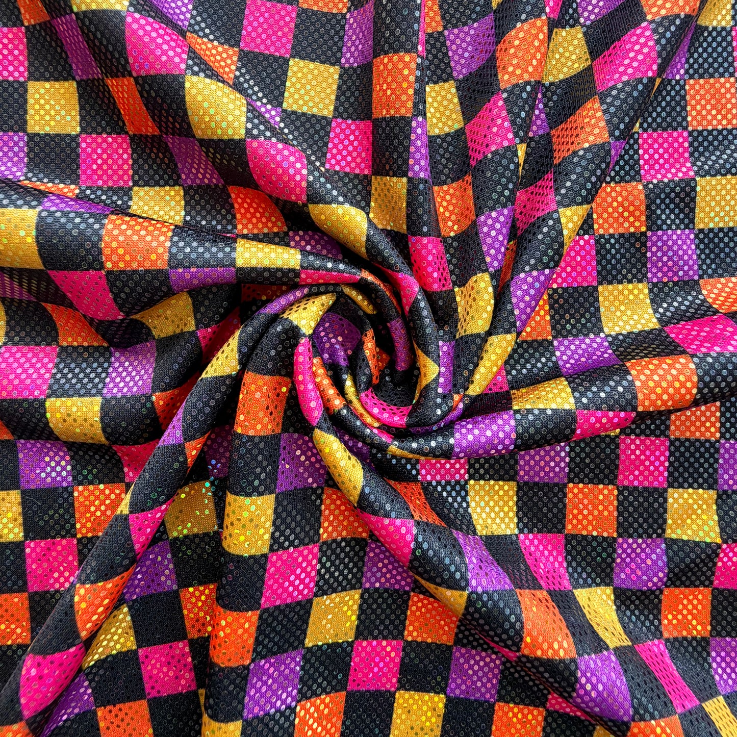 Colorful Halloween Checkers | 4x4 Scaling | Printed Shattered Holographic | Ready To Ship