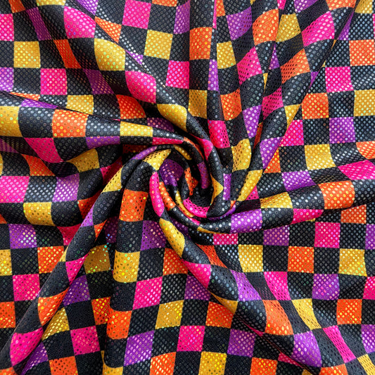 Colorful Halloween Checkers | 4x4 Scaling | Printed Shattered Holographic | Ready To Ship