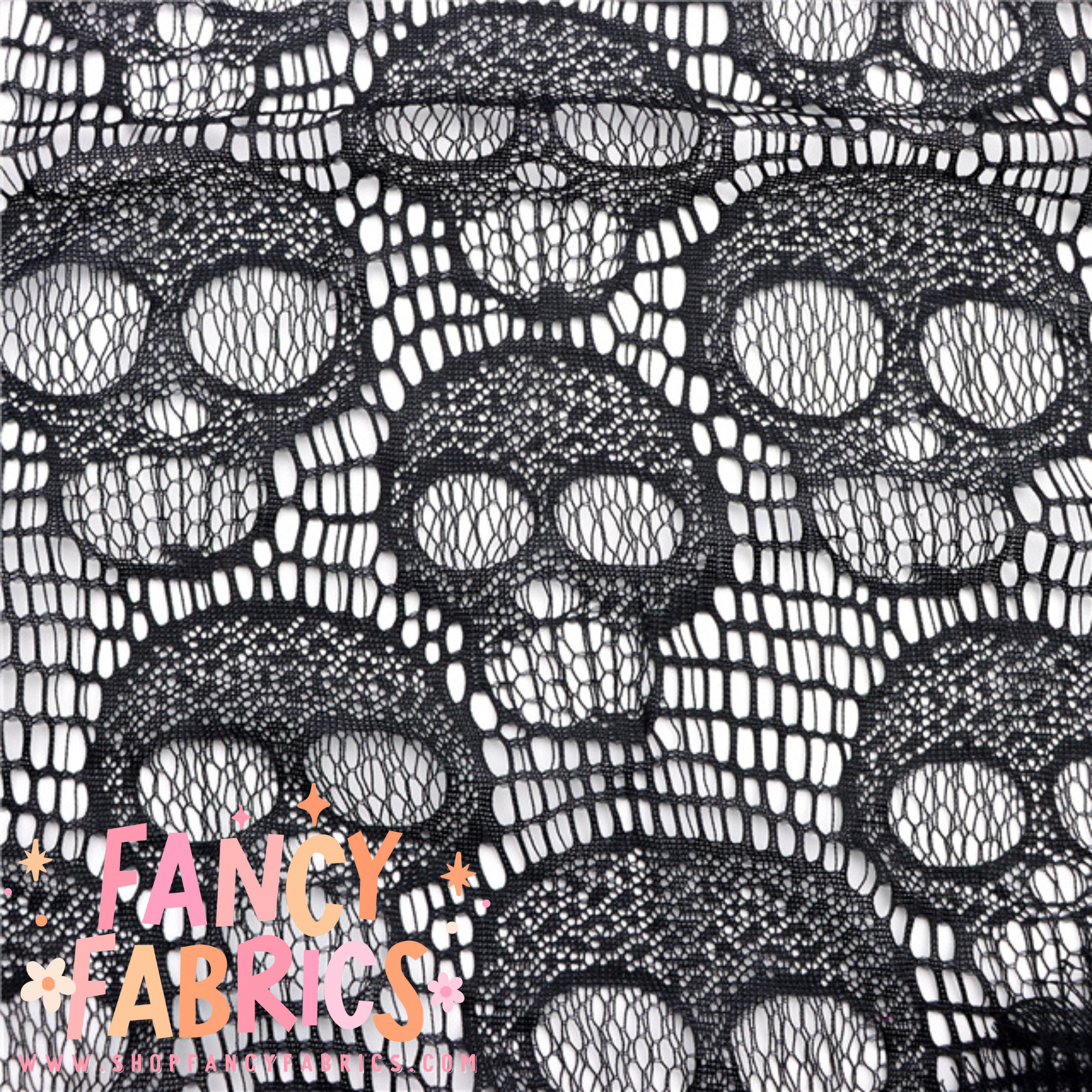 Black Skulls | Stretch Lace | Ready To Ship
