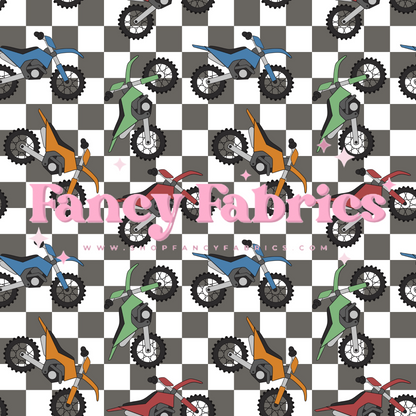 Dirt Bikes (Checkered) | PREORDER | By The Yard