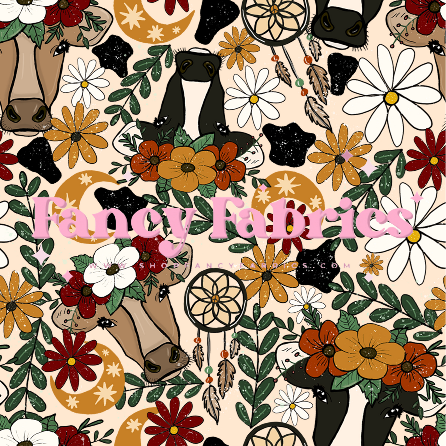 Boho Cows | PREORDER | By The Yard