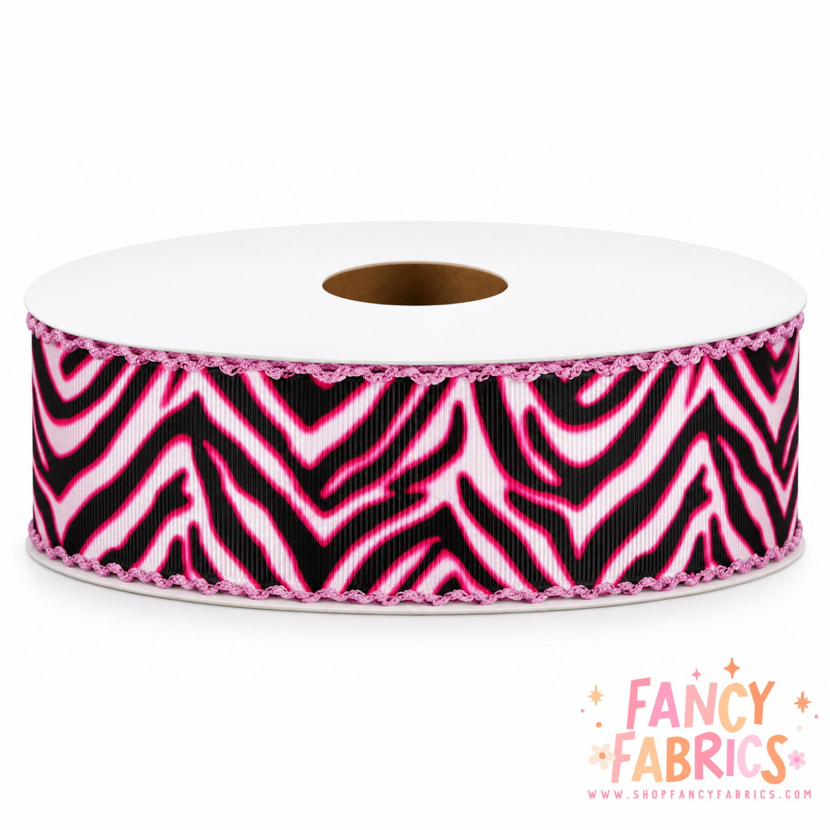 Pink Zebra | 2" Single Sided | Moonstitch Printed Ribbon | Ready To Ship