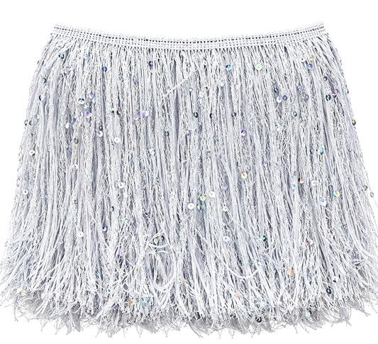 White | Sequin Fringe | By The Yard
