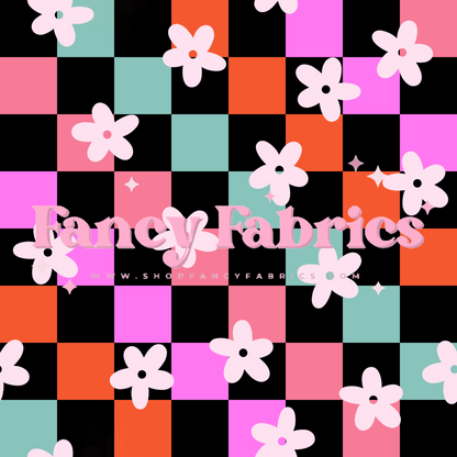 Girly Floral Checkers | PREORDER | By The Yard