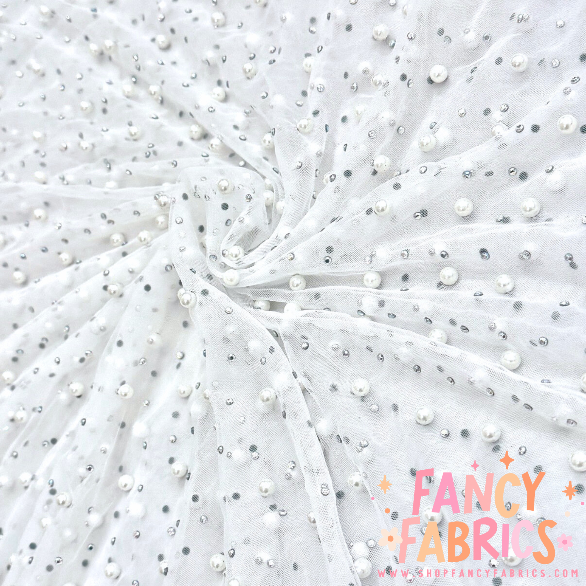 Rhinestone + Pearl Mesh | Ready To Ship