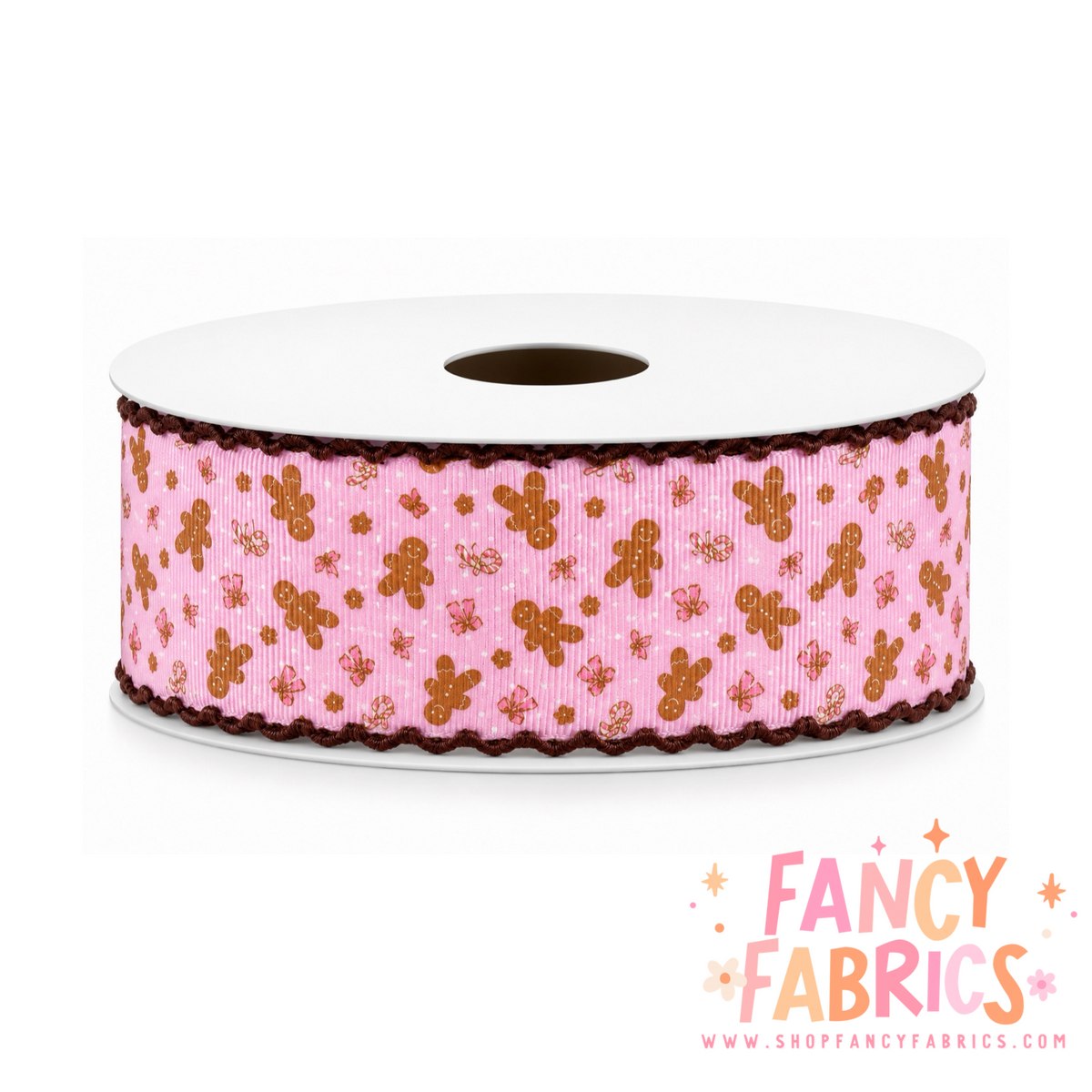 Pink Gingerbread | 2" Single Sided | Moonstitch Printed Ribbon | Ready To Ship