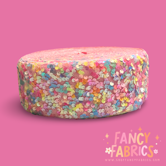 Pink Pastel | 3" Single Sided | Sequin Velvet Ribbon | Ready To Ship